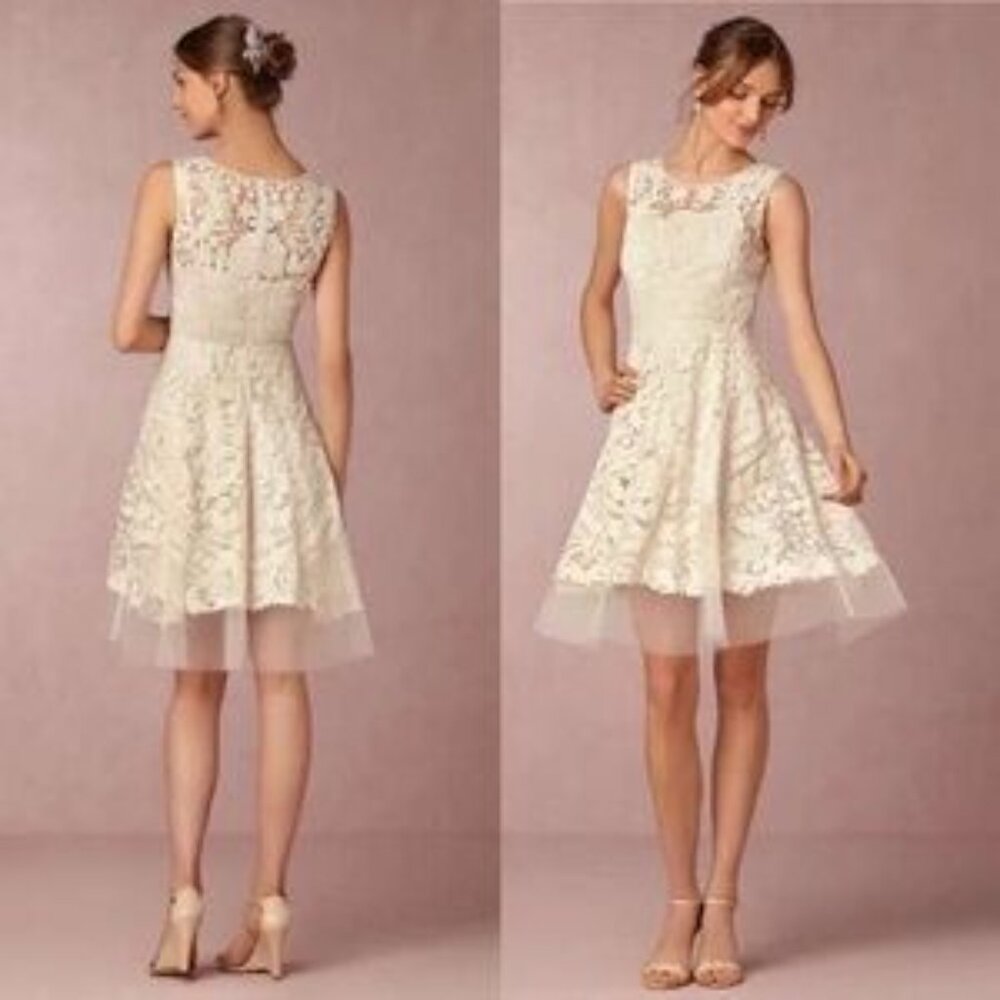 RARE 2016 Pankaj & Nidhi Bridal Lace Kiara Dress Size 6 (US M/L) + original slip